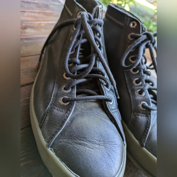 Hugo Boss Mens Black Leather High Tops Size 41 - Picture 14 of 15